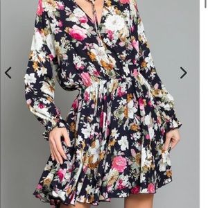 Ashley Lauren Paula Dress. Long sleeve, tie waisted mini dress.